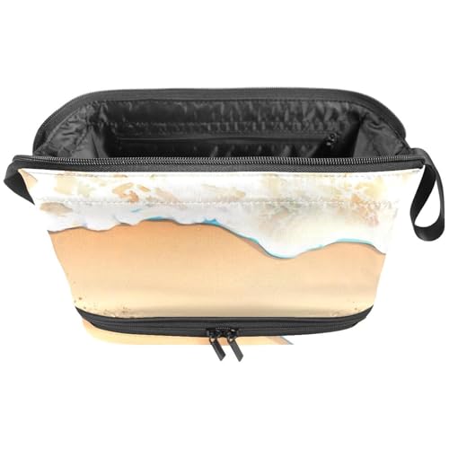 Reise Make up Tasche,Reise Kulturbeutel für Frauen,Strand Sand Fußabdruck von GIAPB