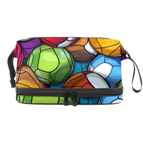 Reisekosmetiktasche,Make up Organizer Tasche,Abstraktes buntes Fußballmuster von GIAPB