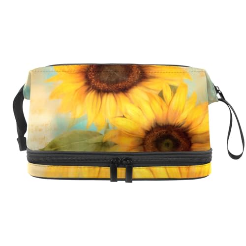 Reisekosmetiktasche,Make up Organizer Tasche,Aquarell Sonnenblumen Schmetterlingsmuster von GIAPB