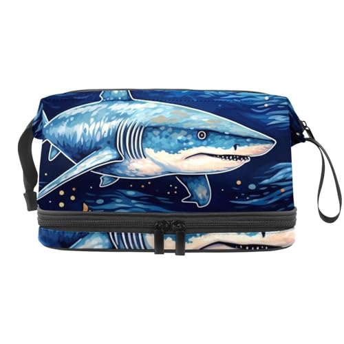 Reisekosmetiktasche,Make up Organizer Tasche,Buntes Haifisch Kunstmuster von GIAPB