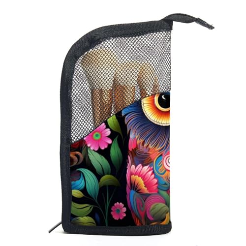 Reisekosmetiktasche,Make up Organizer Tasche,Buntes Tier Eule Pflanze Blatt Illustration von GIAPB