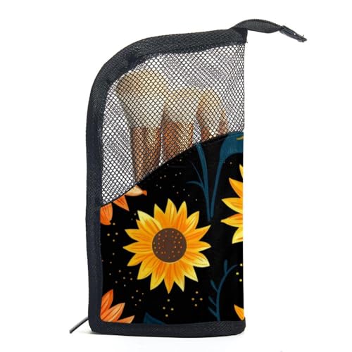 Reisekosmetiktasche,Make up Organizer Tasche,Schwarzer Hintergrund Sonnenblumen von GIAPB