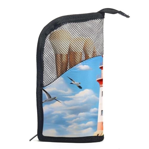 Reisekosmetiktasche,Make up Organizer Tasche,Strand Leuchtturm Vogel Möwe von GIAPB