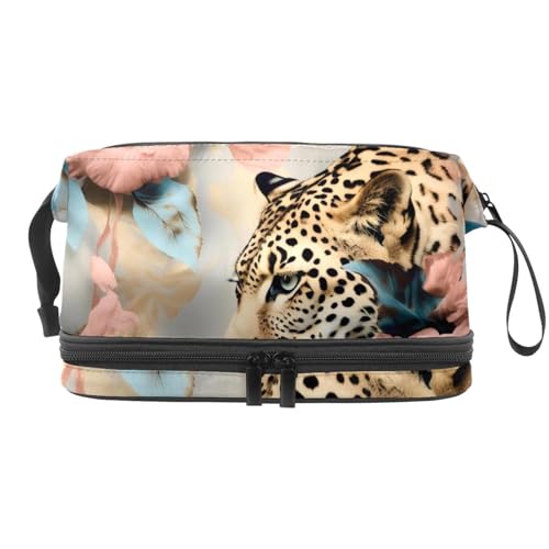 Reisekosmetiktasche,Make up Organizer Tasche,Tierisches Leopardenmuster Blumenmuster von GIAPB