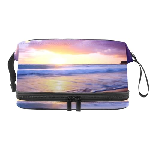 Reisekosmetiktasche,Make up Organizer Tasche,Violettes Strandhimmel Landschaftsmuster von GIAPB