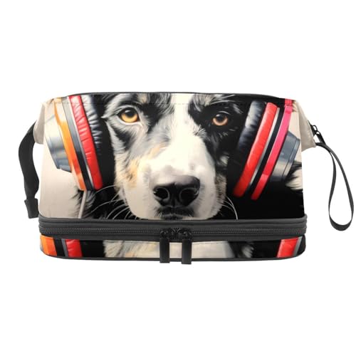 Reisekosmetiktasche,Make up Organizer Tasche,schwarzer Schoßhund und Musik von GIAPB