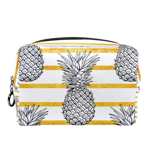 Schminktasche für Damen,Kulturtasche für Herren,Ananas Frucht Malerei Streifen von GIAPB