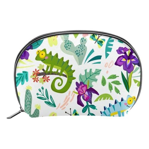 Schminktasche für Damen,Kulturtasche für Herren,Blumengrünes Tierblatt Pflanzenmuster von GIAPB