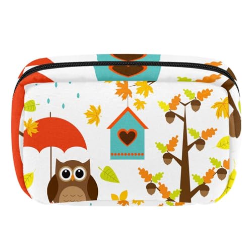 Schminktasche für Damen,Kulturtasche für Herren,Cartoon Herbstvogel und Baum von GIAPB