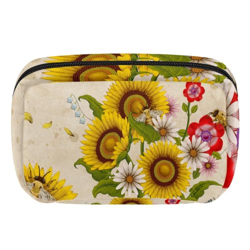 Schminktasche für Damen,Kulturtasche für Herren,Gelbes Sonnenblumen Blumen Pflanzenmuster von GIAPB