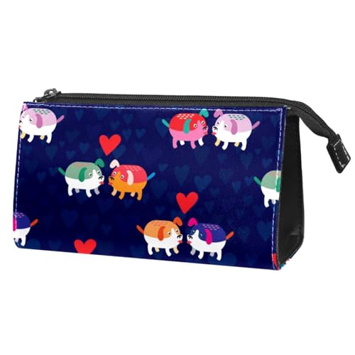 Schminktasche für Damen,Kulturtasche für Herren,Valentinsschwein Tier Blau Pattern von GIAPB