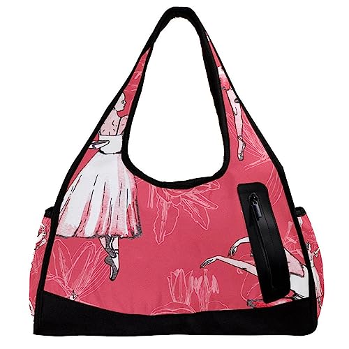 Sporttasche für Damen,Reisetasche,Sporttasche,Damen Sporttasche,Ballerinas auf rotem Hintergrund von GIAPB