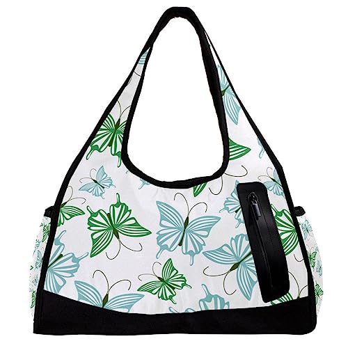 Sporttasche für Damen,Reisetasche,Sporttasche,Damen Sporttasche,Blauer und grüner Schmetterling von GIAPB