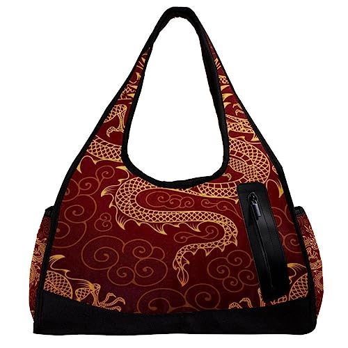 Sporttasche für Damen,Reisetasche,Sporttasche,Damen Sporttasche,Chinesischer Drache Rot von GIAPB