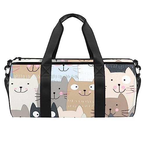 Sporttasche für Damen,Reisetasche,Übernachtungstasche,Trainingstasche,Cartoon Katze von GIAPB