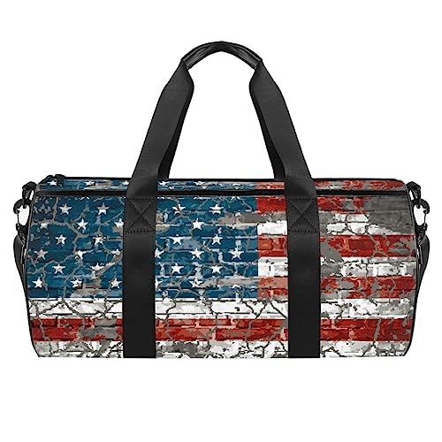 Sporttasche für Damen,Reisetasche,Übernachtungstasche,Trainingstasche,Retro amerikanisches Flaggenmuster von GIAPB