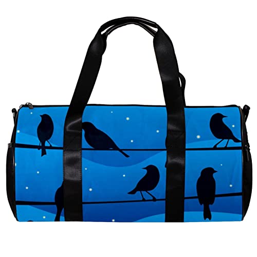 Turnbeutel für Damen,Reisetasche,Turnbeutel für Herren,Sporttasche,Blace Birds Blauer Hintergrund von GIAPB