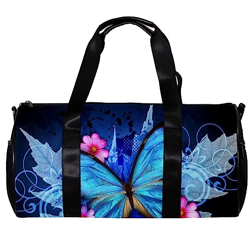 Turnbeutel für Damen,Reisetasche,Turnbeutel für Herren,Sporttasche,Blaues Schmetterlingsblumenbild von GIAPB