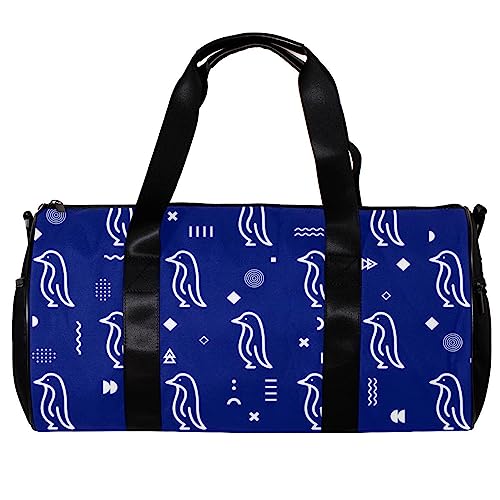 Turnbeutel für Damen,Reisetasche,Turnbeutel für Herren,Sporttasche,Cartoon Pinguin Blauer Hintergrund von GIAPB