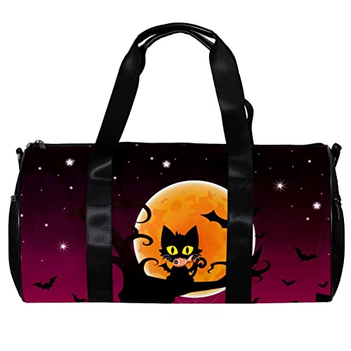 Turnbeutel für Damen,Reisetasche,Turnbeutel für Herren,Sporttasche,Halloween Katzenmond von GIAPB