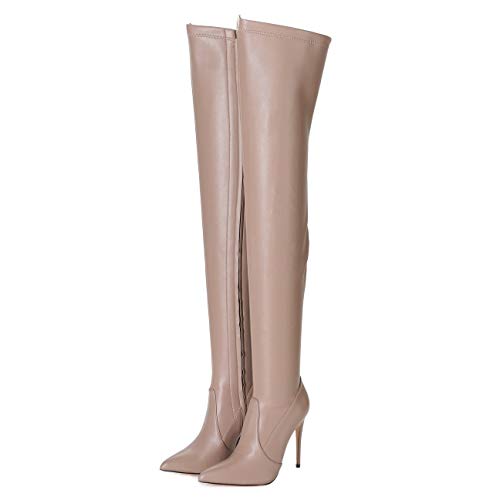 GIARO ARABELLA Premium Stiefel für Damen - elegante High-Heels - Kniestiefel mit hohem Absatz - Damenstiefel - Stöckelschuhe für Frauen - erhältlich in 15 Farben (Taupe, numeric_40) von GIARO