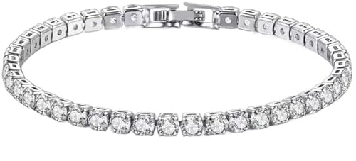 Armband for Damen, 4 mm Moissanit-Armbänder for Frauen, Edelstein-Armreif, funkelndes Diamant-Armband for die Hochzeit Armband for Damen, 4 mm Moissanit-Armbänder for Frauen, Edelstein-Armreif, funkelndes Diamant-Armband for die Hochzeit von GIAYEU