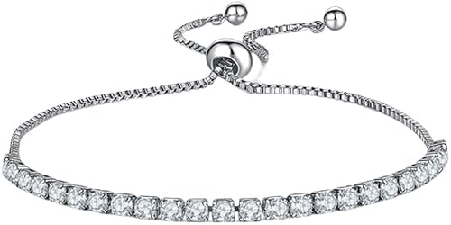 GIAYEU Armband for Damen, verstellbares Tennisarmband mit Zirkonia, Armreif for Frauen, weißer runder Kristall, Hochzeitsschmuck GIAYEU Armband for Damen, verstellbares Tennisarmband mit Zirkonia, Armreif for Frauen, weißer runder Kristall, Hochzeitsschmuck von GIAYEU