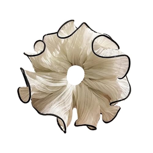 Große Haarbänder, Haargummis for Frauen, Haargummis, 1 Stück, Retro-Falten-Chiffon-Haargummis for Frauen(Beige) von GIAYEU