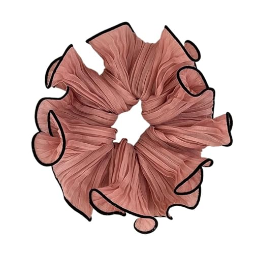 Große Haarbänder, Haargummis for Frauen, Haargummis, 1 Stück, Retro-Falten-Chiffon-Haargummis for Frauen(Pink) von GIAYEU