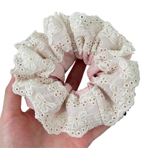 Große Haarbänder, Haargummis for Frauen, Haargummis, 2 Stück, Damen-Spitzen-Haargummis, elastische Haarbänder, Pferdeschwanzhalter, Krawatte, einfarbiger Haarreifen(Pink) von GIAYEU