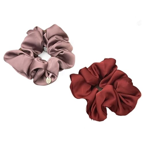 Große Haarbänder, Haargummis for Frauen, Haargummis, 2 Stück, Satin-Seiden-Haargummis, Haargummis, einfarbig, Haar-Accessoires, Haargummis(Purple) von GIAYEU