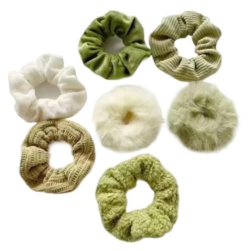 Große Haarbänder, Haargummis for Frauen, Haargummis, 7-teiliges Damen-Haargummi-Set, solides Plüsch-Haarband for Mädchen(Green) von GIAYEU