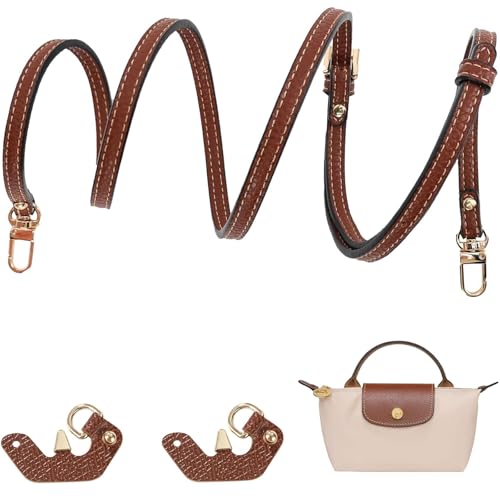 GIBOHOM Schultergurt Kompatibel mit Tasche Damen und Mini Bag Straps, Verstellbarer Lederriemen für Taschen mit 2 Stück Schultergurtadapter (Breite des Schultergurtes 0.9 cm, Braun) von GIBOHOM
