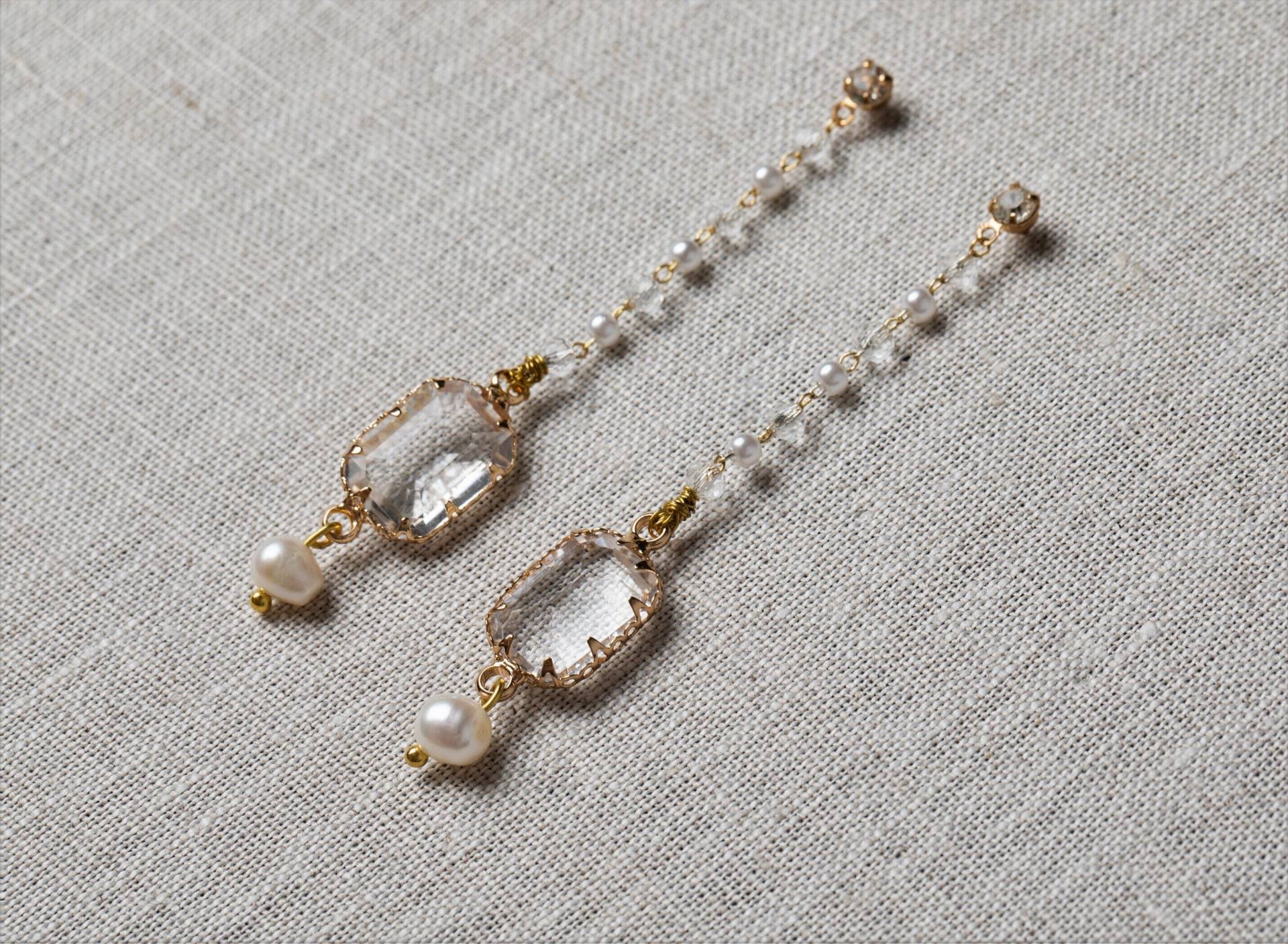 Narin | Gold Perle Tropfen Ohrringe, Baumeln Perlen Kristall Braut Hochzeitsschmuck Narin | Gold Perle Tropfen Ohrringe, Baumeln Perlen Kristall Braut Hochzeitsschmuck von GIBSONBESPOKE