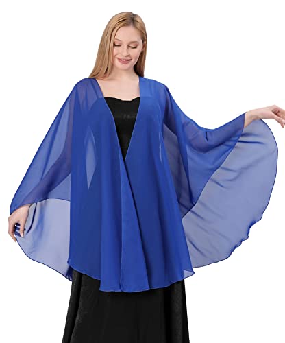 GIBZ Damen Chiffon Schal Große Fließende Weiche Stola für Hochzeit Abendkleider Party, Blau von GIBZ