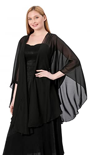 GIBZ Damen Chiffon Schal Große Fließende Weiche Stola für Hochzeit Abendkleider Party, Schwarz von GIBZ