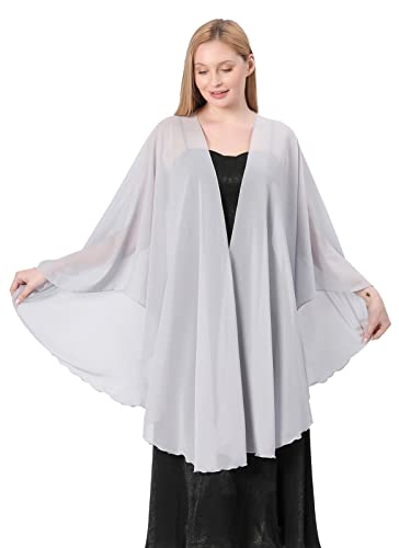 GIBZ Damen Chiffon Schal Große Fließende Weiche Stola für Hochzeit Abendkleider Party, Silber von GIBZ