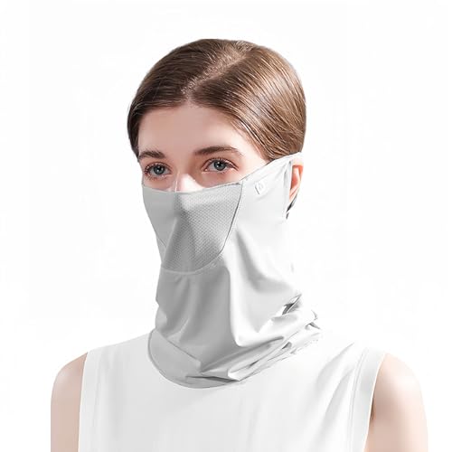 GIBZ Eisseide Schlauchschal Damen Bandana mit Ohrschlaufen Multifunktionstuch Sommer Draussen Schal Halstuch Wandern Herren Motorrad Gesichtsmaske Laufen Grau von GIBZ