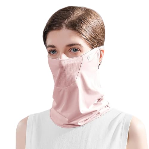 GIBZ Eisseide Schlauchschal Damen Bandana mit Ohrschlaufen Multifunktionstuch Sommer Draussen Schal Halstuch Wandern Herren Motorrad Gesichtsmaske Laufen Rosa von GIBZ