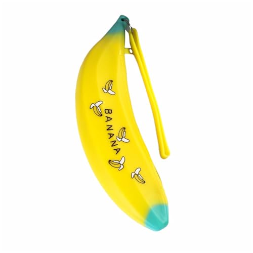 GIBZ Federmäppchen Silikon mit Obstmotiv Süße wasserdichte Multifunktionale Kleine Stifteköcher für Büro Schreibwaren Organizer Banane Gelb 22x5x5cm von GIBZ