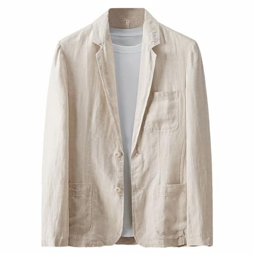 GIBZ Herren Leinen Blazer Modische Casual Schlichte Anzugjacke Atmungsaktiver Anzug Sakko mit Tasche für Frühling Sommer Herbst Beige M GIBZ Herren Leinen Blazer Modische Casual Schlichte Anzugjacke Atmungsaktiver Anzug Sakko mit Tasche für Frühling Sommer Herbst Beige M von GIBZ