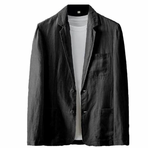 GIBZ Herren Leinen Blazer Modische Casual Schlichte Anzugjacke Atmungsaktiver Anzug Sakko mit Tasche für Frühling Sommer Herbst Schwarz L GIBZ Herren Leinen Blazer Modische Casual Schlichte Anzugjacke Atmungsaktiver Anzug Sakko mit Tasche für Frühling Sommer Herbst Schwarz L von GIBZ
