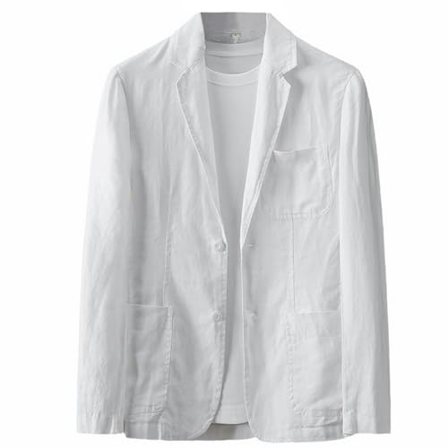 GIBZ Herren Leinen Blazer Modische Casual Schlichte Anzugjacke Atmungsaktiver Anzug Sakko mit Tasche für Frühling Sommer Herbst Weiß L GIBZ Herren Leinen Blazer Modische Casual Schlichte Anzugjacke Atmungsaktiver Anzug Sakko mit Tasche für Frühling Sommer Herbst Weiß L von GIBZ