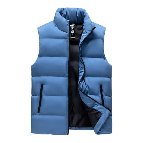 GIBZ Herren Weste, Casual Leicht Steppweste, Stehkragen Ärmellose Jacke, Warme Outdoor Winterweste mit Taschen Blau XL von GIBZ