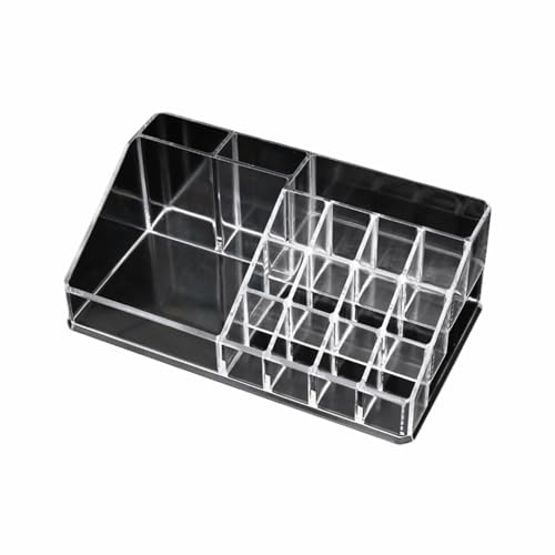 GIBZ Lippenstift Organizer mit Deckel für Schminktisch Transparenter Lippenstift-Aufbewahrungsbehälter 7 8 9 16 18 24 36 40 Fächer 16 Slot von GIBZ