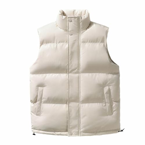 GIBZ Neutrale Unifarbe Weste, Sportlicher Kragen Steppweste, Taschen Ärmellose Jacke, Einfach Stilvoll Herren Winterweste Beige XXL GIBZ Neutrale Unifarbe Weste, Sportlicher Kragen Steppweste, Taschen Ärmellose Jacke, Einfach Stilvoll Herren Winterweste Beige XXL von GIBZ