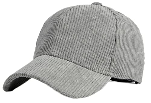 GIBZ Unisex Klassische Baseballkappe, Cord Mütze Verstellbar mit Gebogener Krempe, Baseballcap für Outdoor Sport, Grau von GIBZ