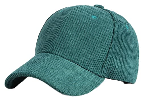 GIBZ Unisex Klassische Baseballkappe, Cord Mütze Verstellbar mit Gebogener Krempe, Baseballcap für Outdoor Sport, Dunkelgrün von GIBZ