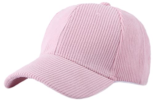 GIBZ Unisex Klassische Baseballkappe, Cord Mütze Verstellbar mit Gebogener Krempe, Baseballcap für Outdoor Sport, Rosa von GIBZ