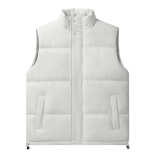 GIBZ Wasserdicht Weste, Einfacher Stehkragen Steppweste, Einfarbig Ärmellose Jacke, Herren Winterweste mit Taschen Weiß 5XL GIBZ Wasserdicht Weste, Einfacher Stehkragen Steppweste, Einfarbig Ärmellose Jacke, Herren Winterweste mit Taschen Weiß 5XL von GIBZ